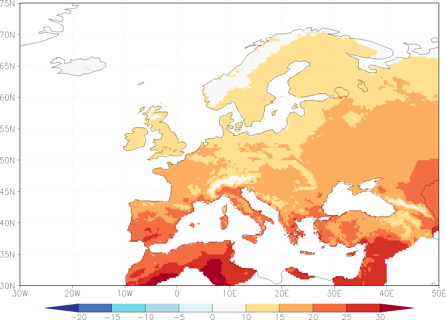daily mean temperature June  observed values
