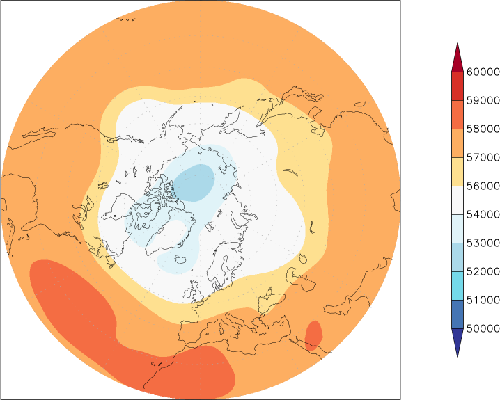 500mb height (northern hemisphere) August  observed values