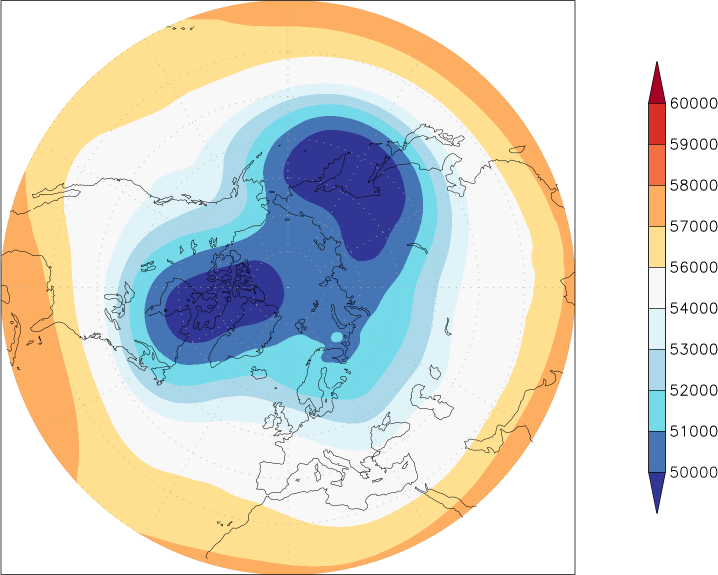 500mb height (northern hemisphere) February  observed values