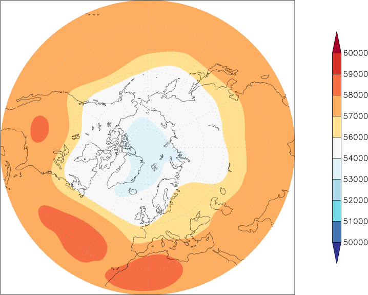 500mb height (northern hemisphere) July  observed values