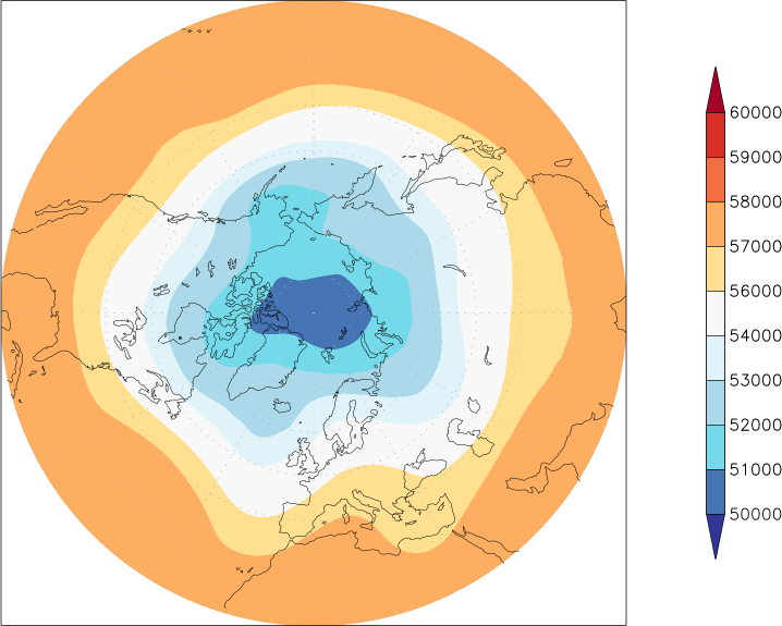 500mb height (northern hemisphere) October  observed values