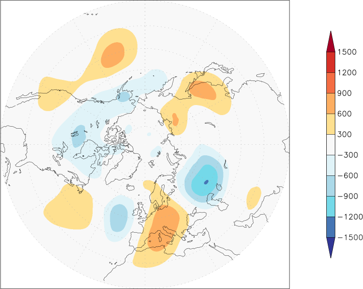 500mb height (northern hemisphere) anomaly October  w.r.t. 1981-2010