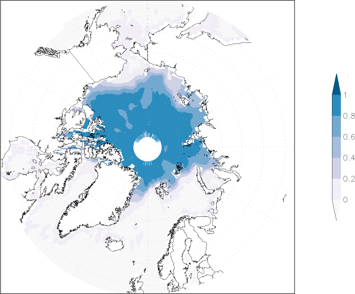 sea ice concentration (Arctic) October  observed values