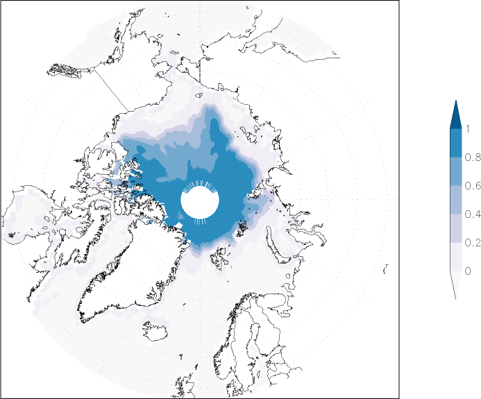 sea ice concentration (Arctic) September  observed values