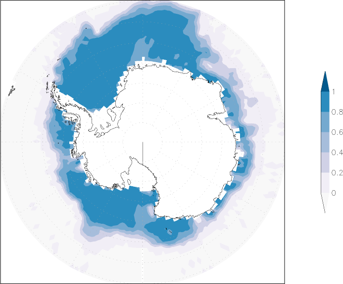 sea ice concentration (Antarctic) November  observed values
