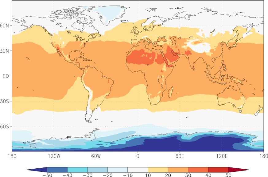 temperature (2m height, world) September  observed values