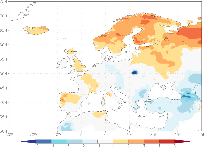 maximum temperature anomaly April  w.r.t. 1981-2010