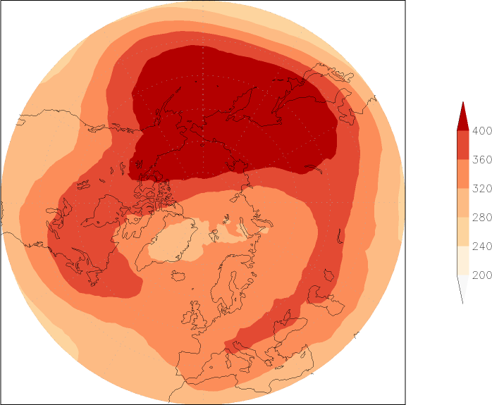 ozone (northern hemisphere) January  observed values