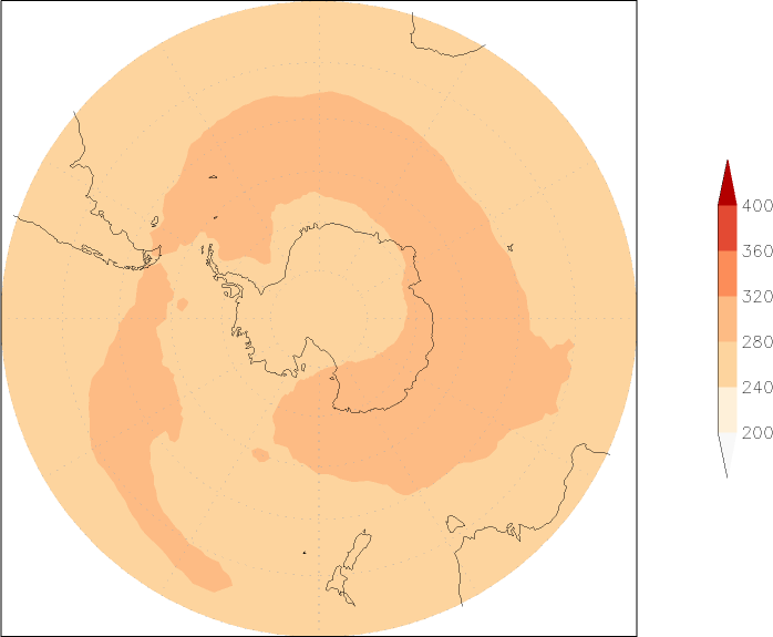 ozone (southern hemisphere) March  observed values