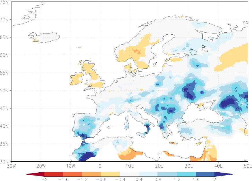 precipitation anomaly October  relative anomalies  (-1: dry, 0: normal, 2: three times normal)