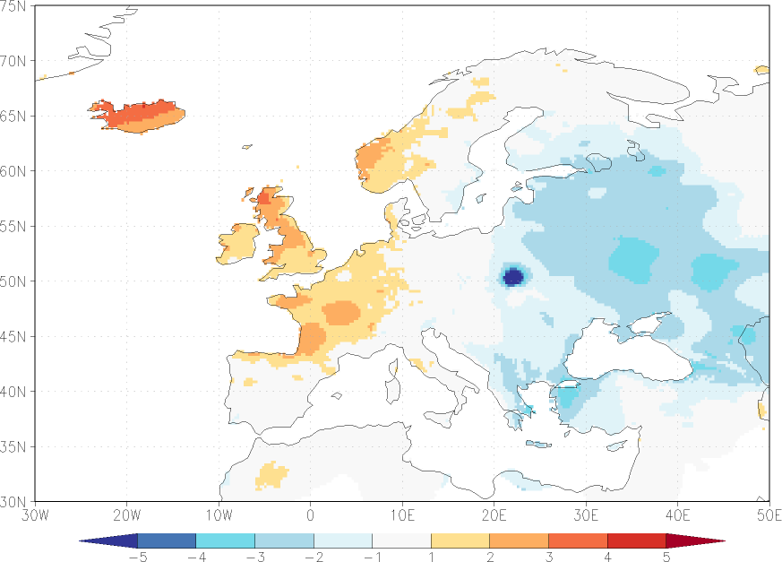 maximum temperature anomaly April  w.r.t. 1981-2010
