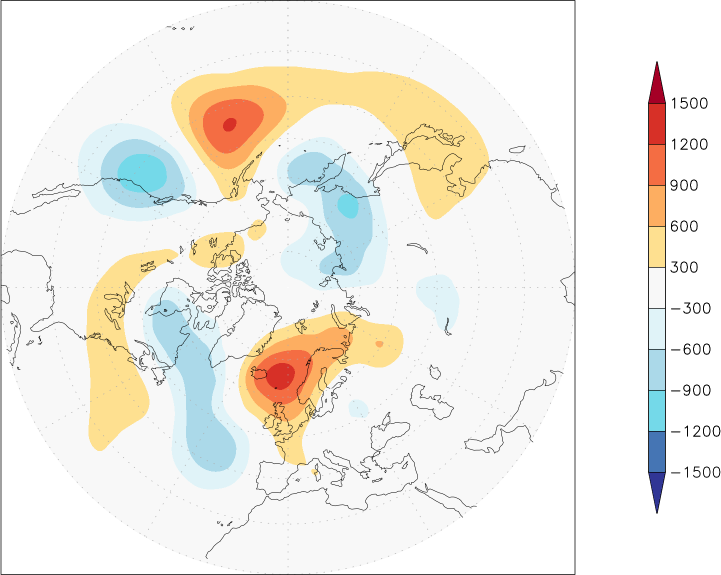 500mb height (northern hemisphere) anomaly April  w.r.t. 1981-2010