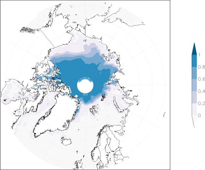 sea ice concentration (Arctic) August  observed values