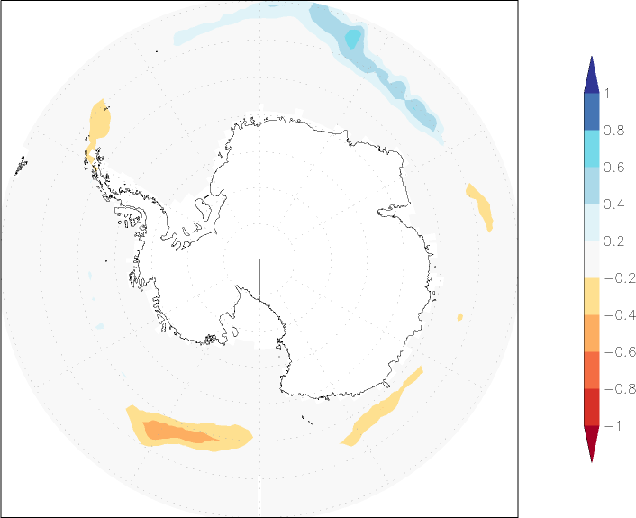 sea ice concentration (Antarctic) anomaly August  w.r.t. 1981-2010