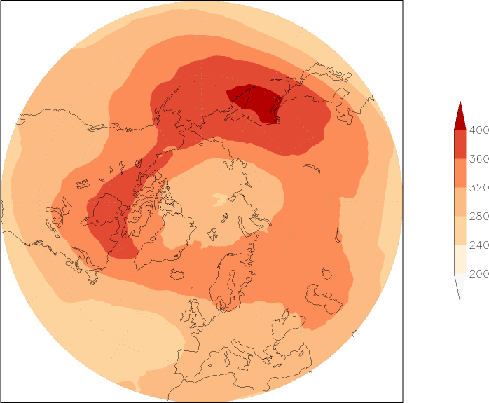 ozone (northern hemisphere) December  observed values