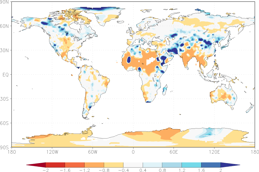 precipitation (rain gauges) anomaly December  relative anomalies  (-1: dry, 0: normal, 2: three times normal)