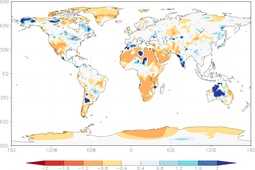 precipitation (rain gauges) anomaly May  relative anomalies  (-1: dry, 0: normal, 2: three times normal)