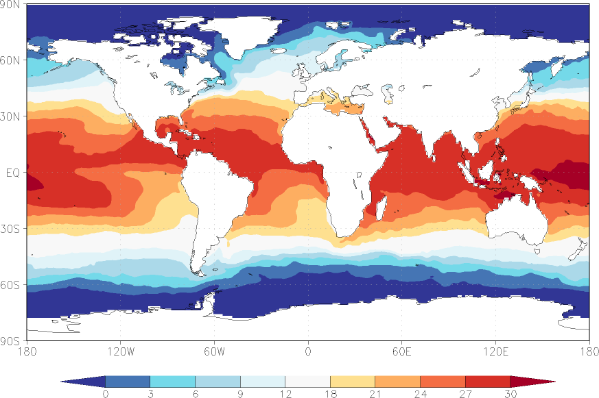 sea surface temperature November  observed values