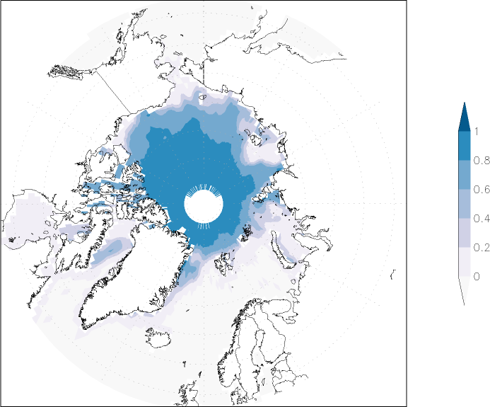 sea ice concentration (Arctic) July  observed values