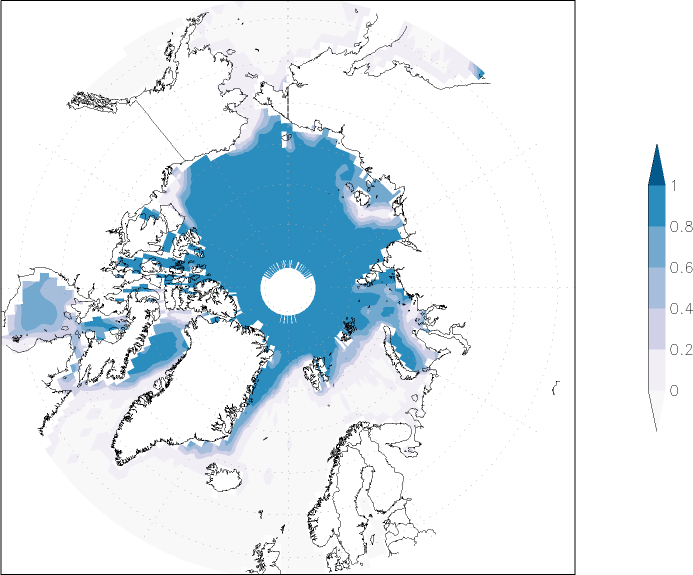 sea ice concentration (Arctic) June  observed values