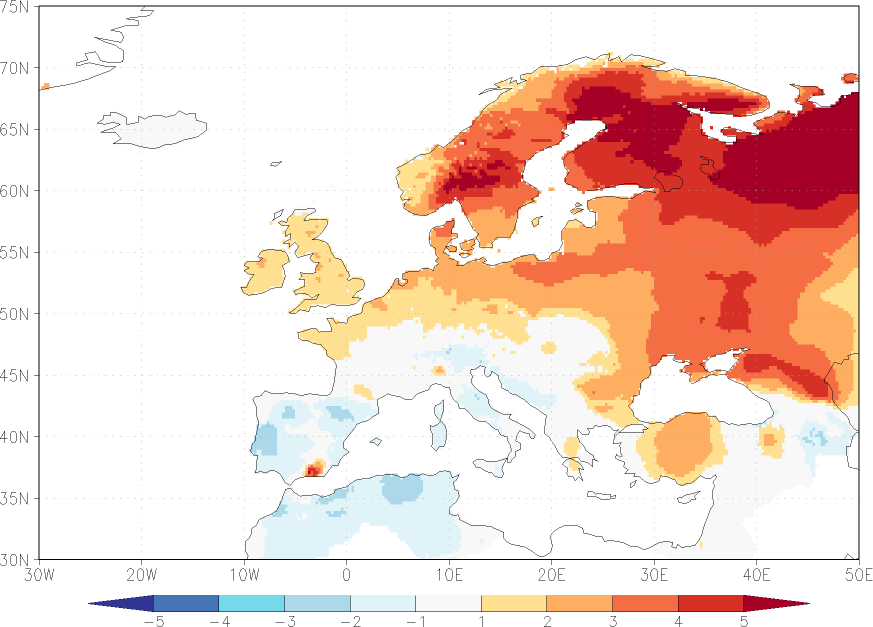 daily mean temperature anomaly January  w.r.t. 1981-2010