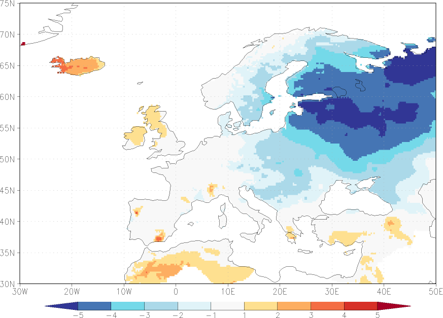 daily mean temperature anomaly March  w.r.t. 1981-2010