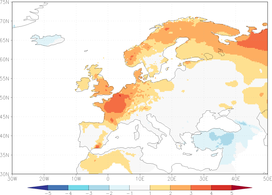 daily mean temperature anomaly October  w.r.t. 1981-2010
