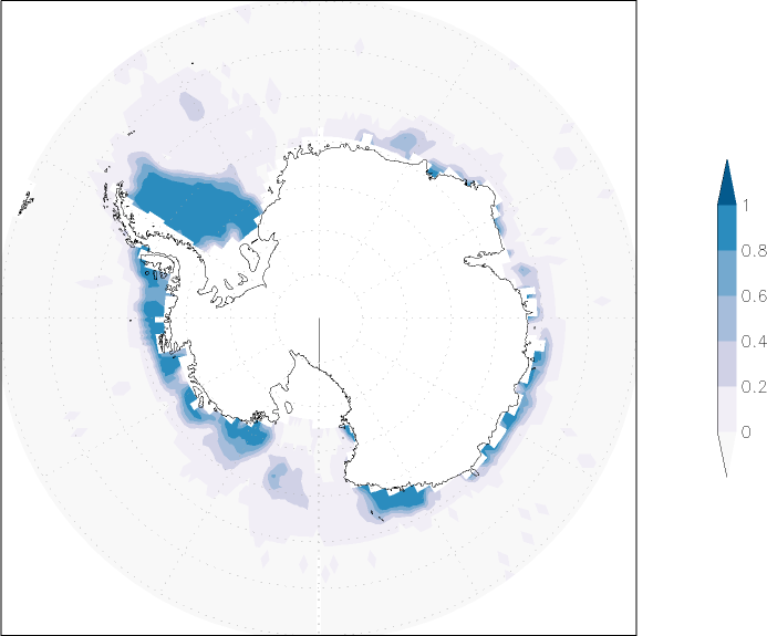 sea ice concentration (Antarctic) January  observed values