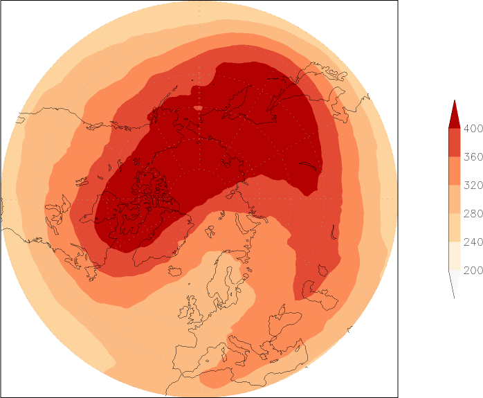 ozone (northern hemisphere) January  observed values