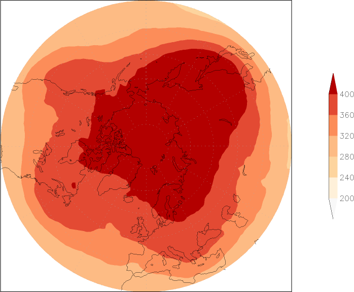 ozone (northern hemisphere) March  observed values
