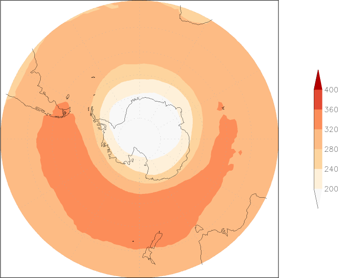 ozone (southern hemisphere) November  observed values