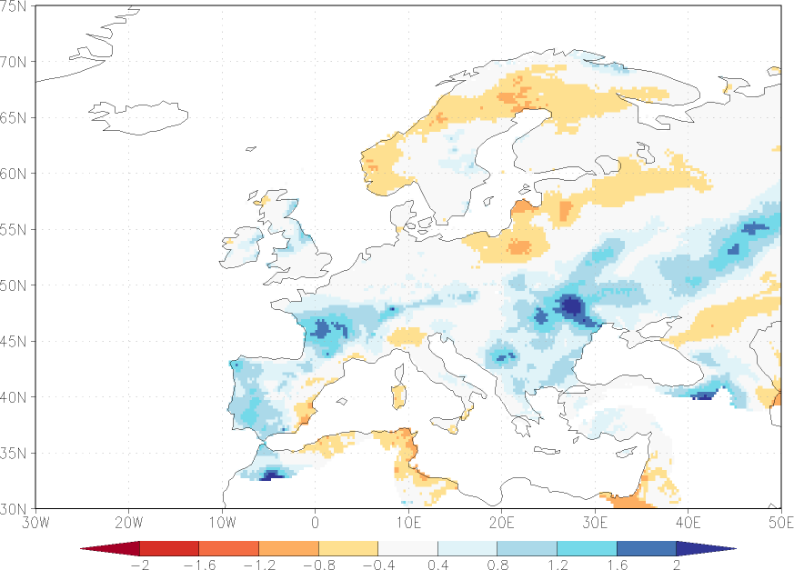 precipitation anomaly March  relative anomalies  (-1: dry, 0: normal, 2: three times normal)