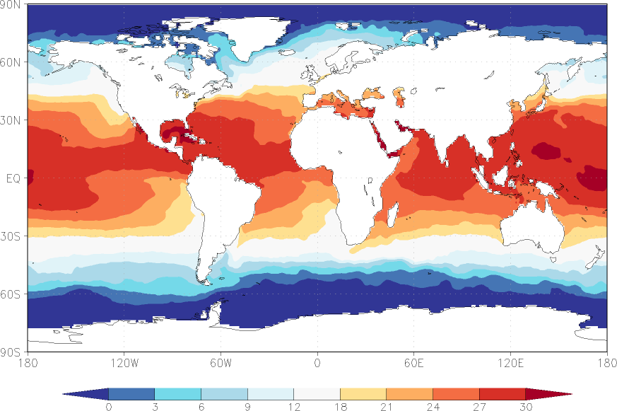 sea surface temperature September  observed values