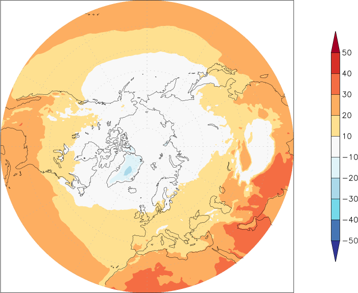 temperature (2m height, northern hemisphere) May  observed values