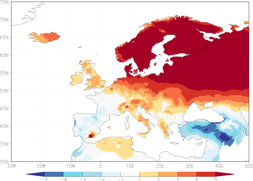 minimum temperature anomaly December  w.r.t. 1981-2010