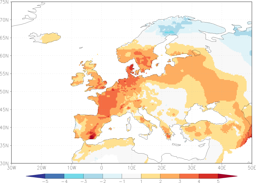 minimum temperature anomaly October  w.r.t. 1981-2010