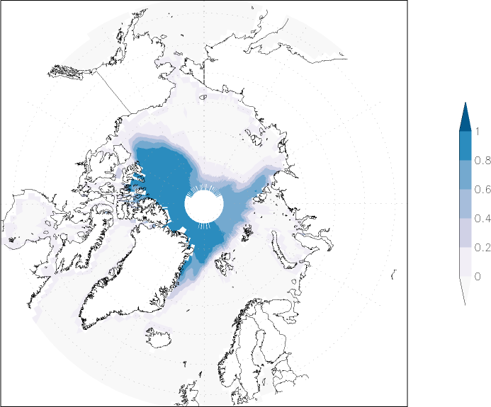 sea ice concentration (Arctic) September  observed values