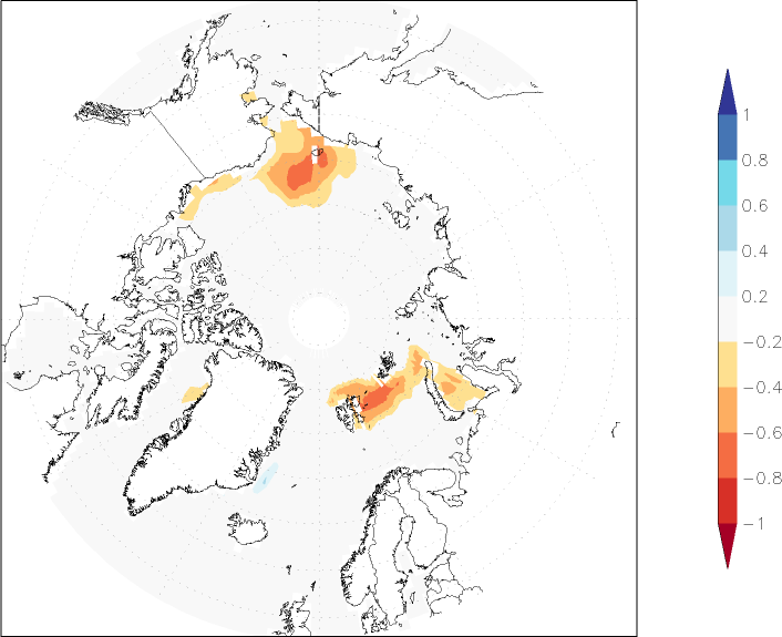 sea ice concentration (Arctic) anomaly November  w.r.t. 1981-2010