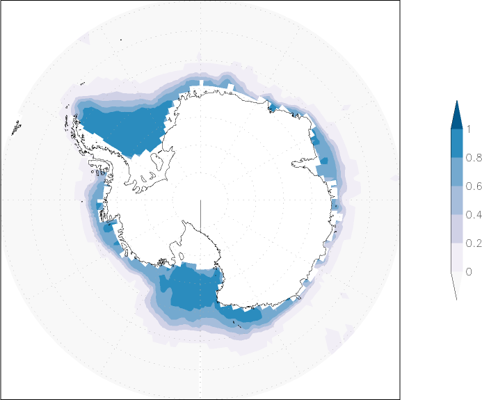 sea ice concentration (Antarctic) April  observed values