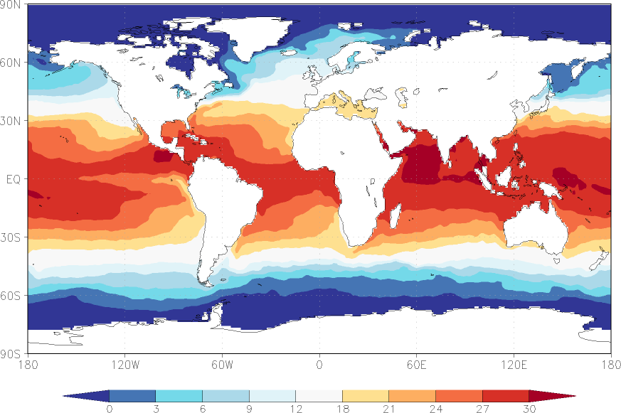sea surface temperature May  observed values