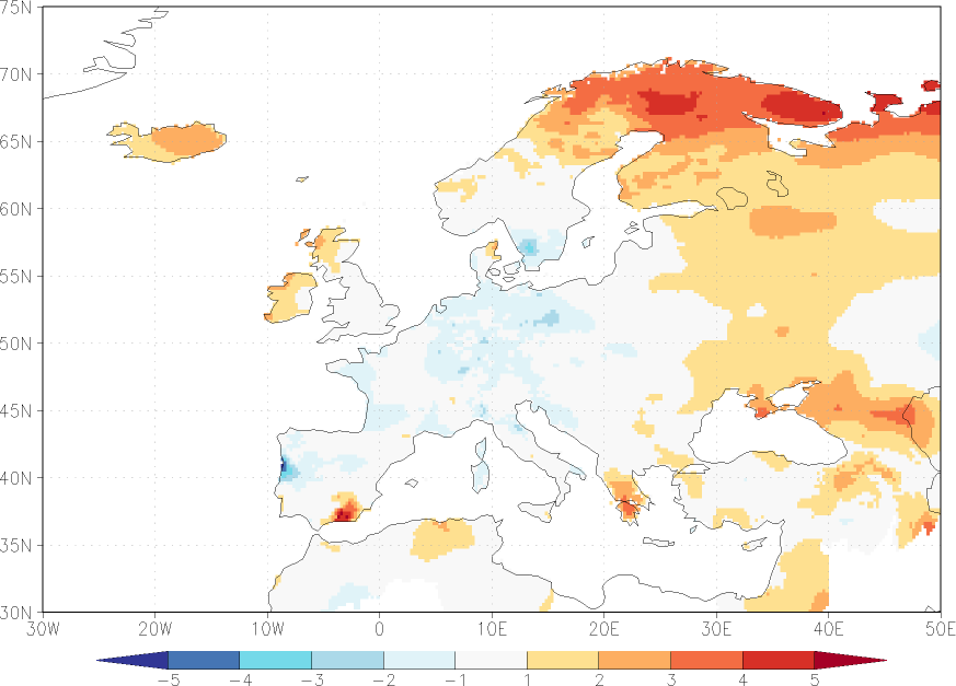 minimum temperature anomaly October  w.r.t. 1981-2010