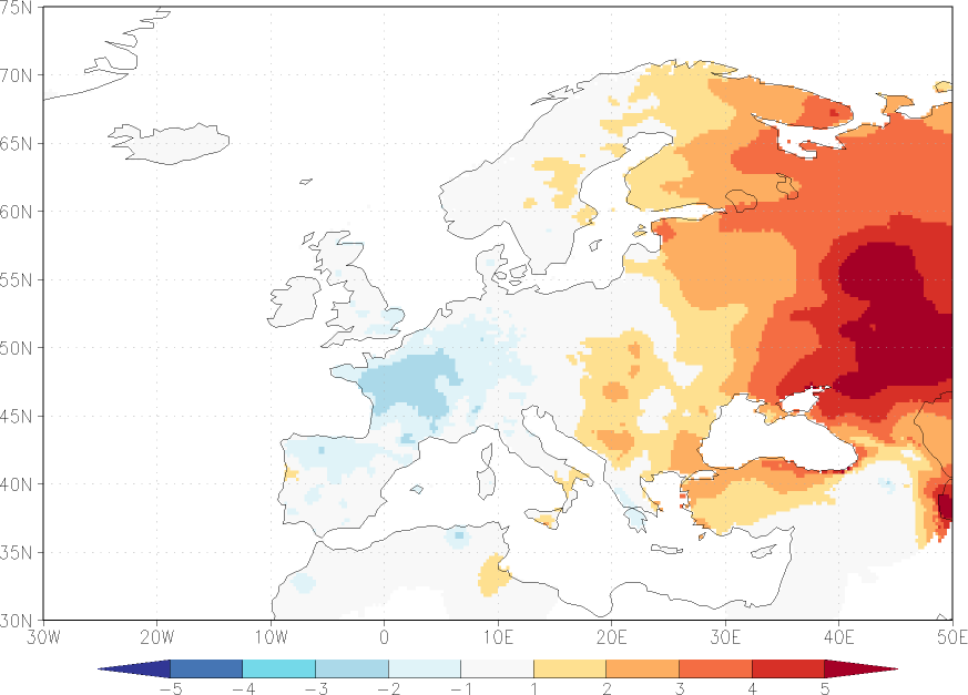 maximum temperature anomaly August  w.r.t. 1981-2010