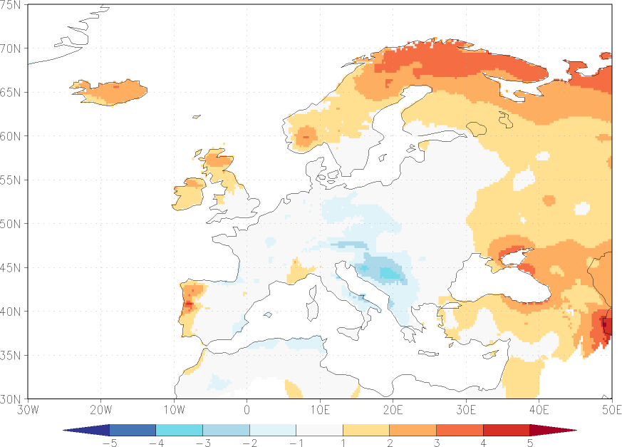 maximum temperature anomaly October  w.r.t. 1981-2010