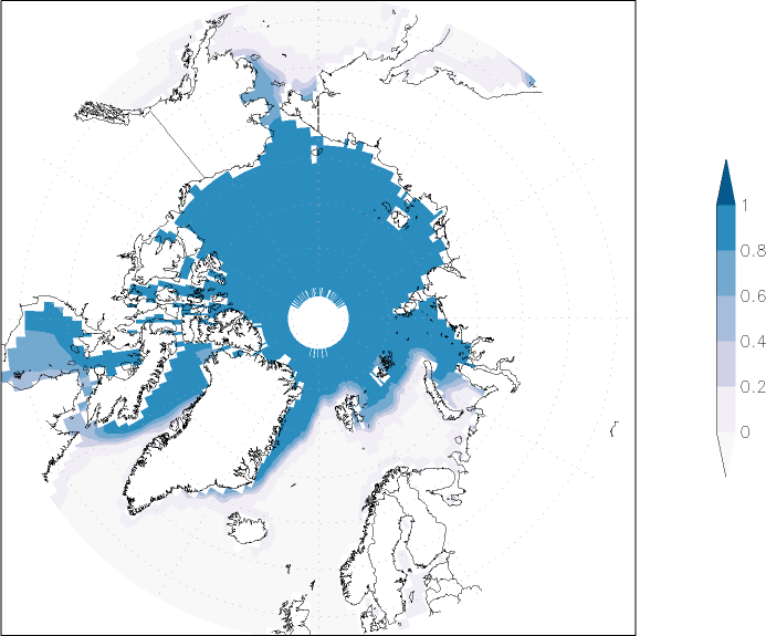 sea ice concentration (Arctic) December  observed values