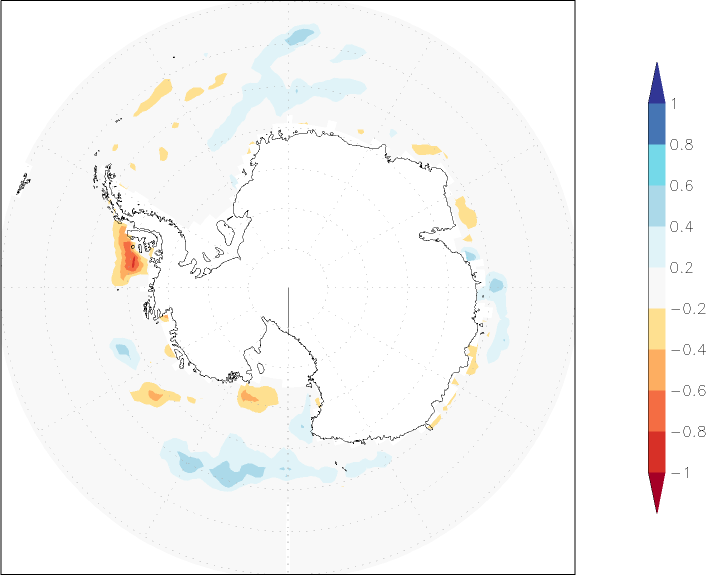 sea ice concentration (Antarctic) anomaly December  w.r.t. 1981-2010