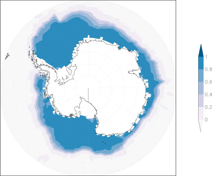 sea ice concentration (Antarctic) June  observed values