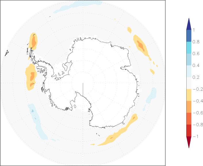 sea ice concentration (Antarctic) anomaly September  w.r.t. 1981-2010