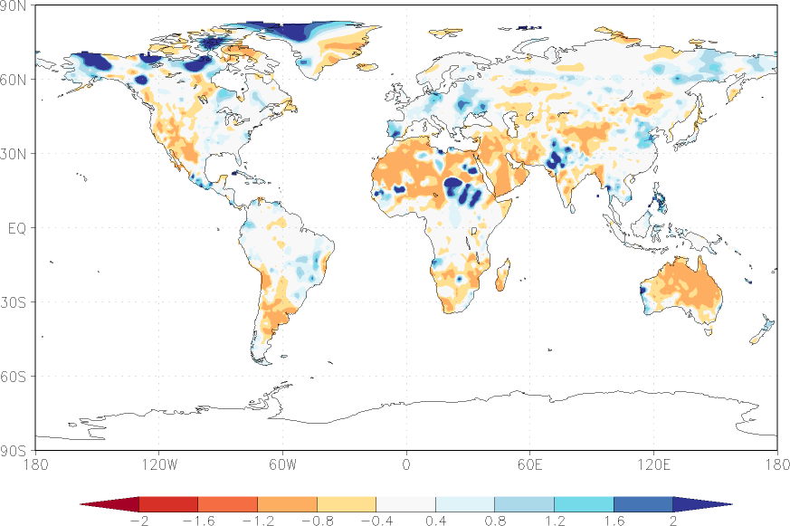 precipitation (rain gauges) anomaly April  relative anomalies  (-1: dry, 0: normal, 2: three times normal)