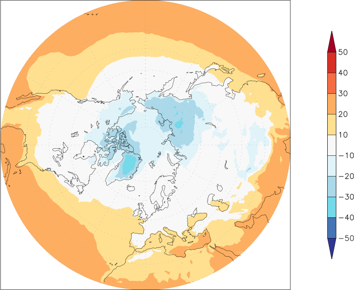 temperature (2m height, northern hemisphere) November  observed values