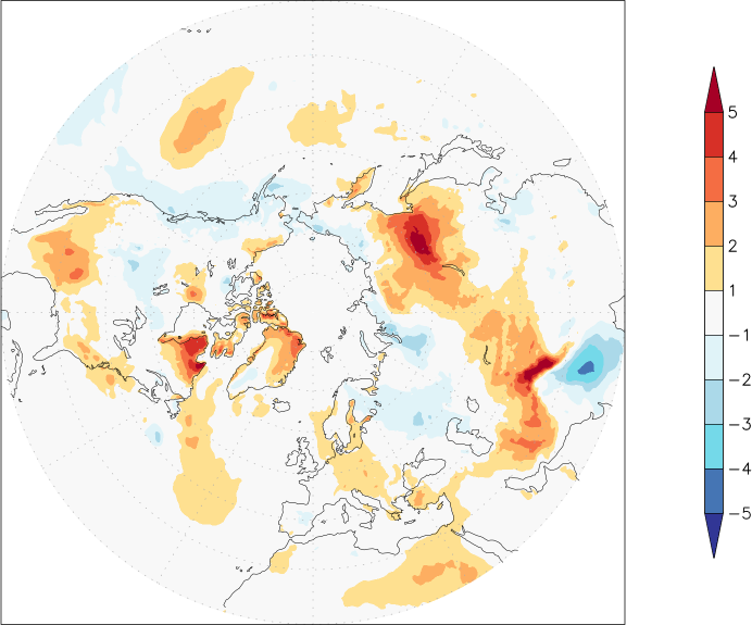 temperature (2m height, northern hemisphere) anomaly June  w.r.t. 1981-2010